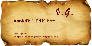 Vankó Gábor névjegykártya